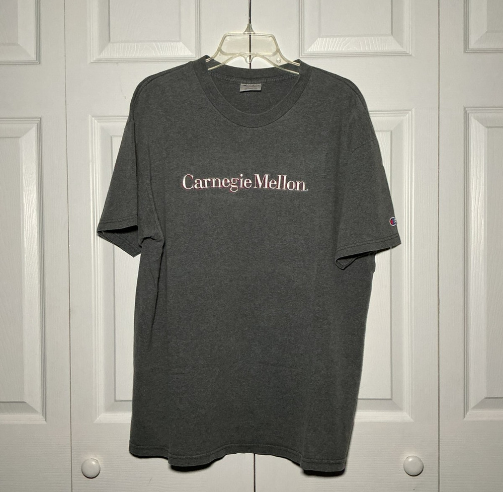 Vintage Champion Carnegie Mellon University Shirt Mens XL Grey Embroidered